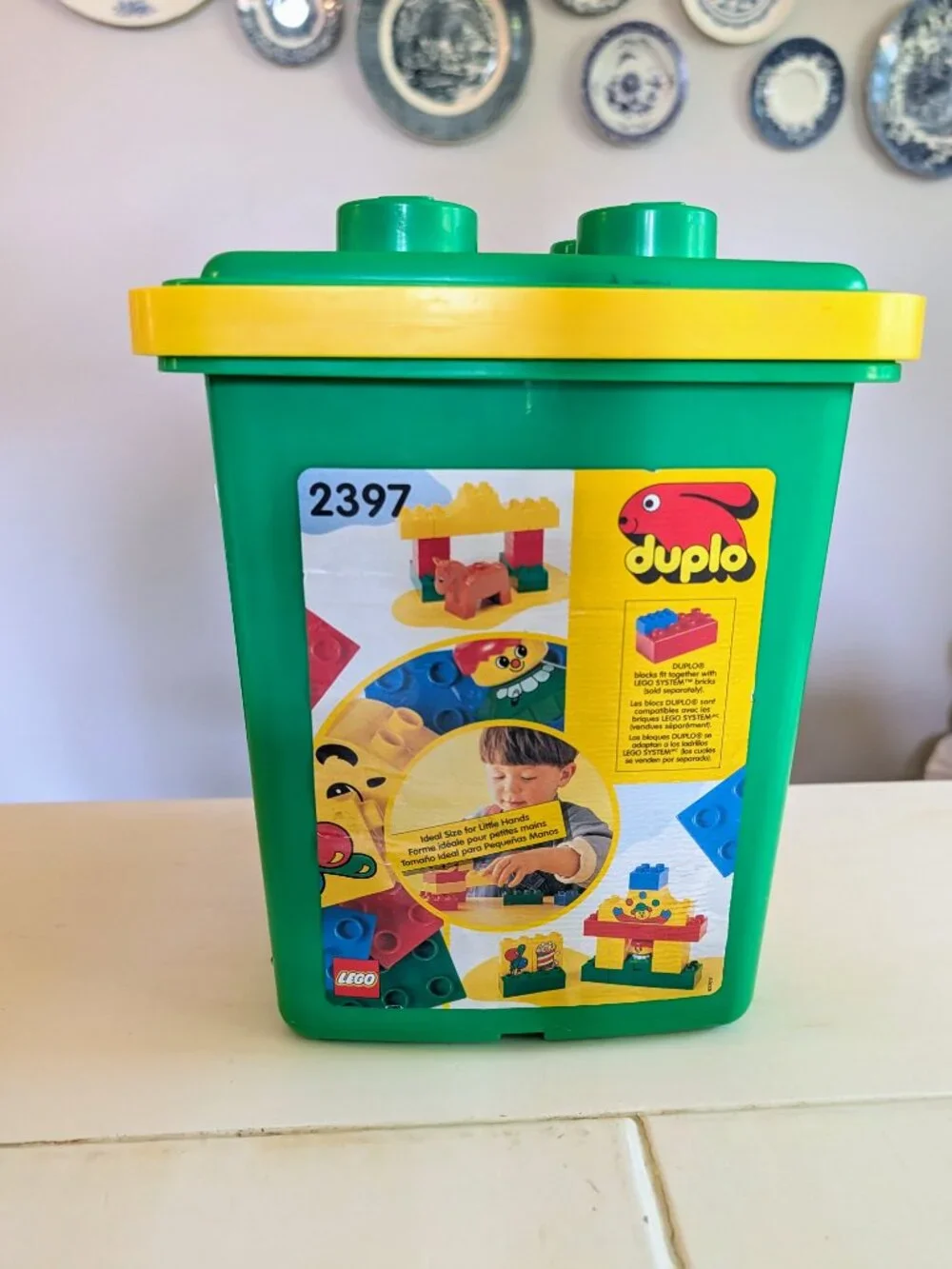 VTG 90s LEGO Duplo Lot 86pc Animals Train Figures Circus Green Bucket #2397 - Picture 2 of 7